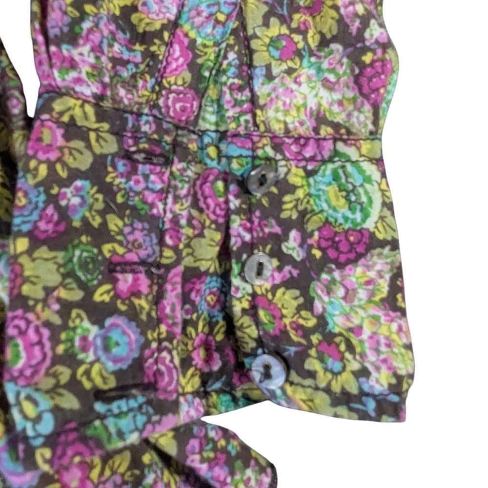 Cino Floral Button Down Shirt Womens Medium Rose Print Boho Cottagecore Blouse - Picture 9 of 13